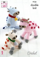 Knitting Pattern - King Cole 9155 - Big Value DK - Amigurumi Crocheted Cows